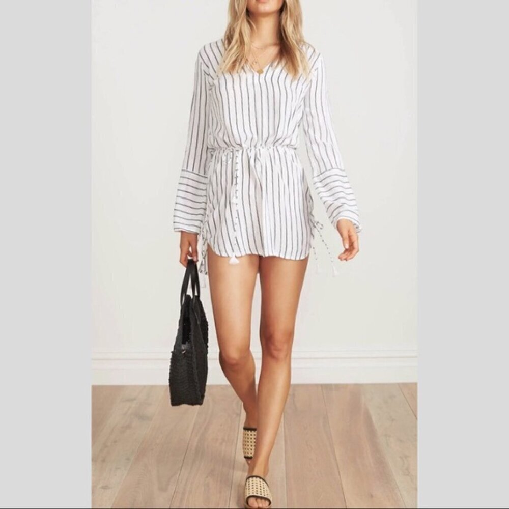 FAITHFULL THE BRAND Neroli Dress in Lambert Stripe Black White Size Small 4